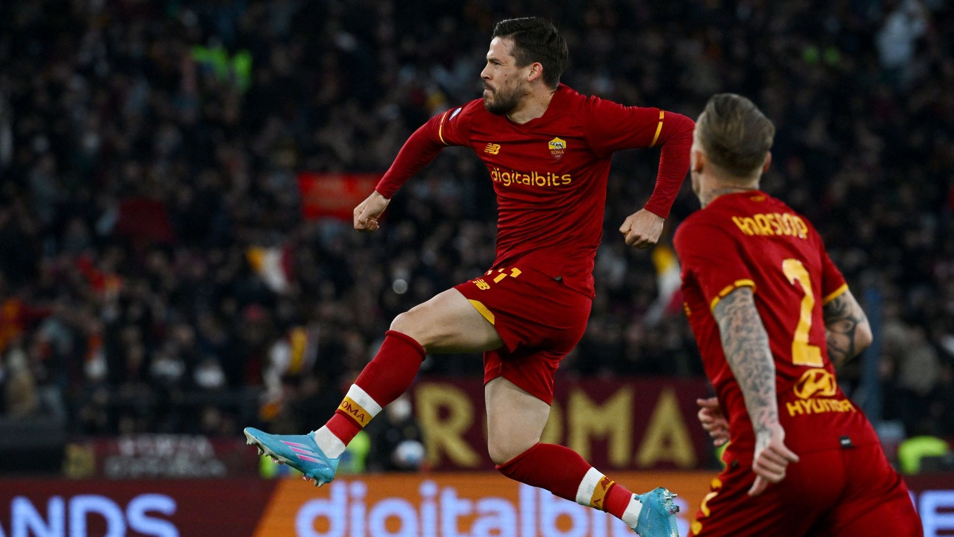 Carles Perez Roma Salernitana celebrating Serie A