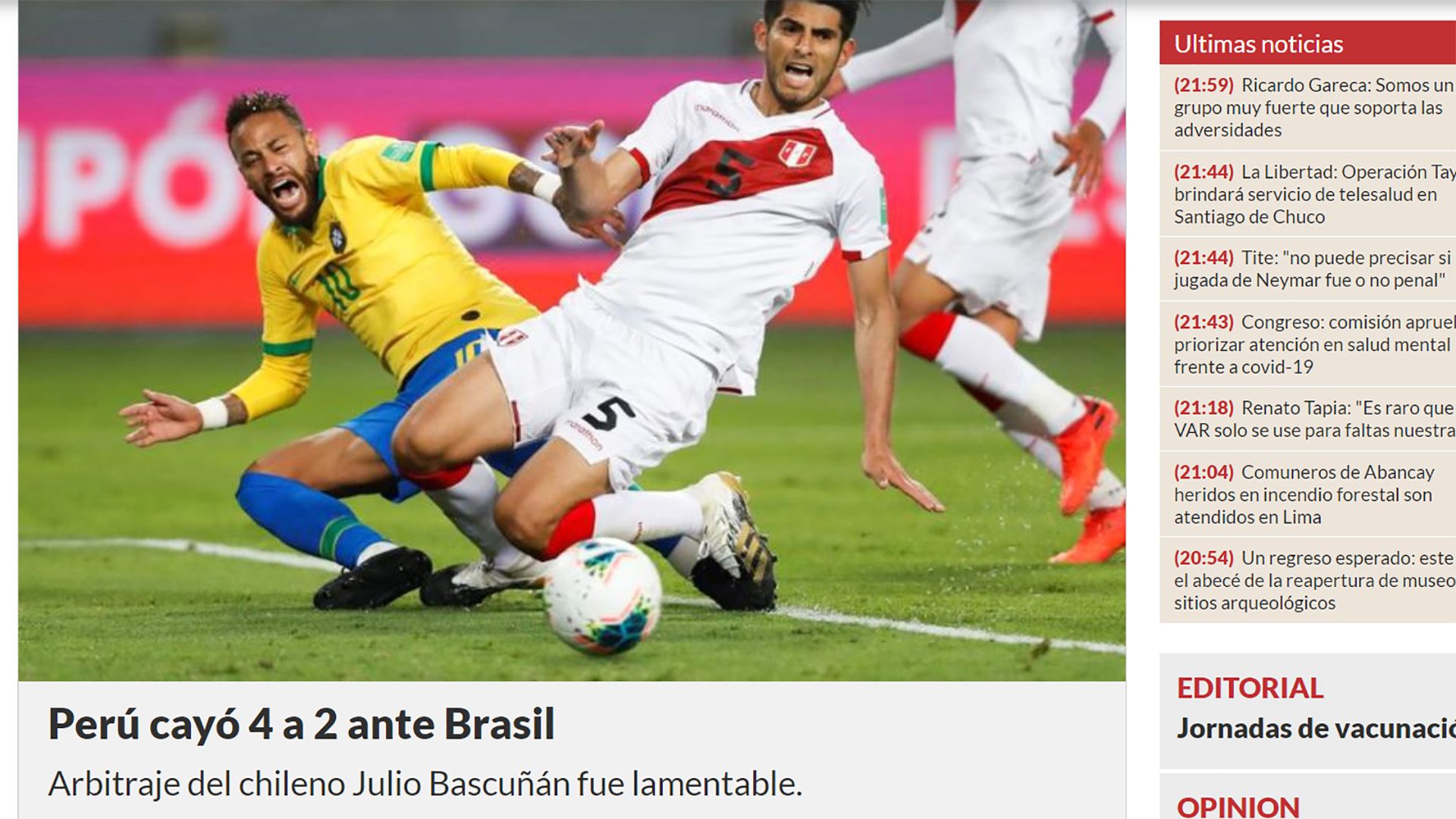 El Peruano Reações Peru Brasil 13102020