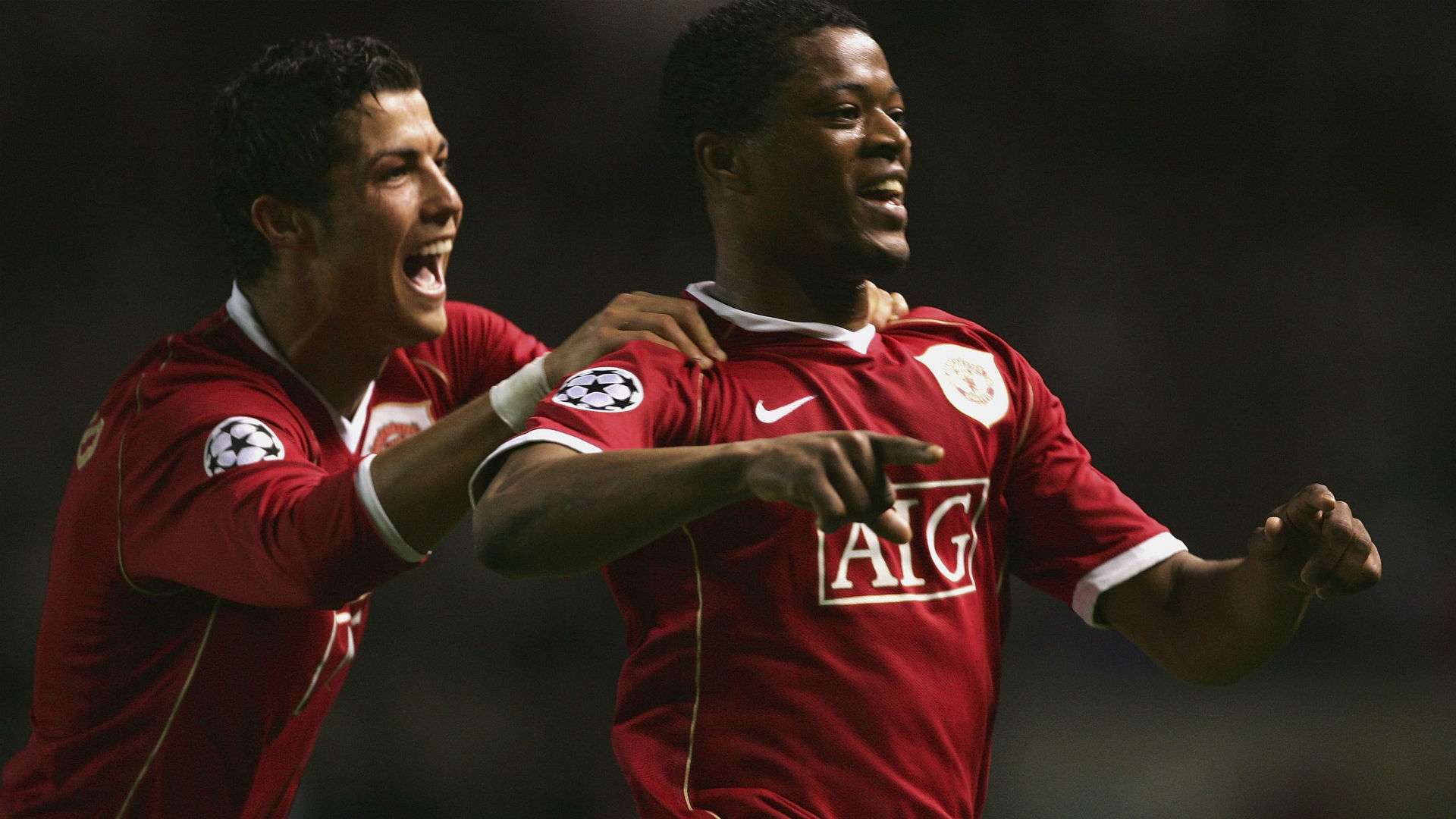 cristiano ronaldo patrice evra - manchester united 7 roma 1 - champions league 4final - 10042007