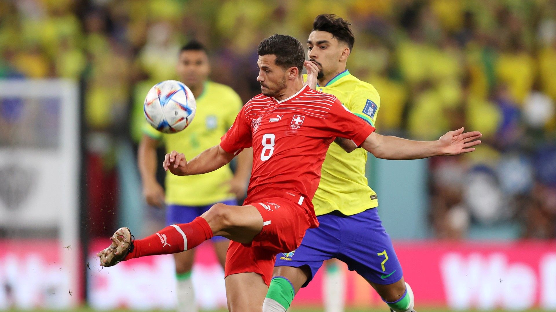 Remo Freuler, Lucas Paquetá, Brasil x Suíça, Copa do Mundo 2022
