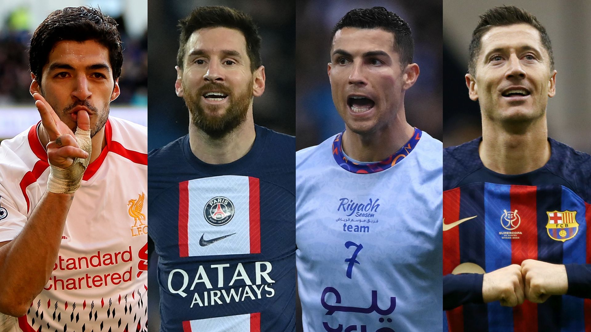 Luis Suarez Lionel Messi Cristiano Ronaldo Robert Lewandowski