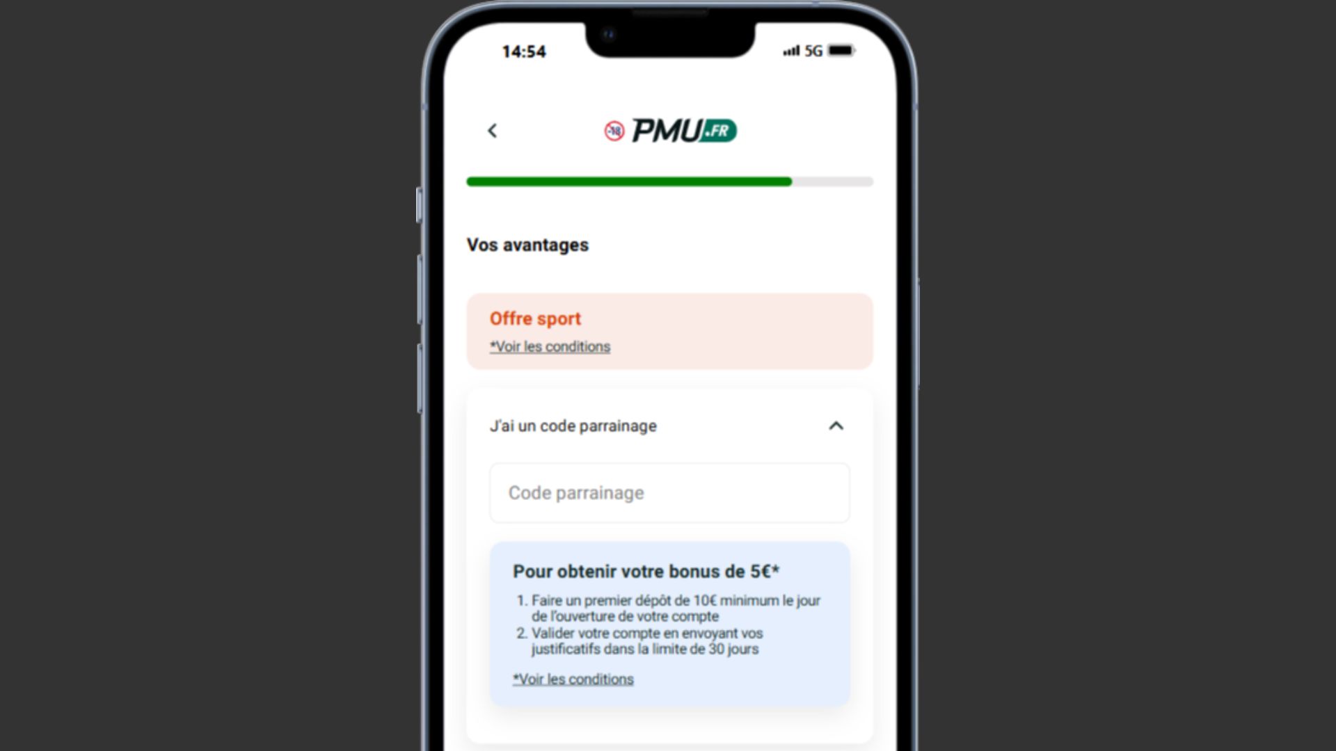 inscription pmu code promo