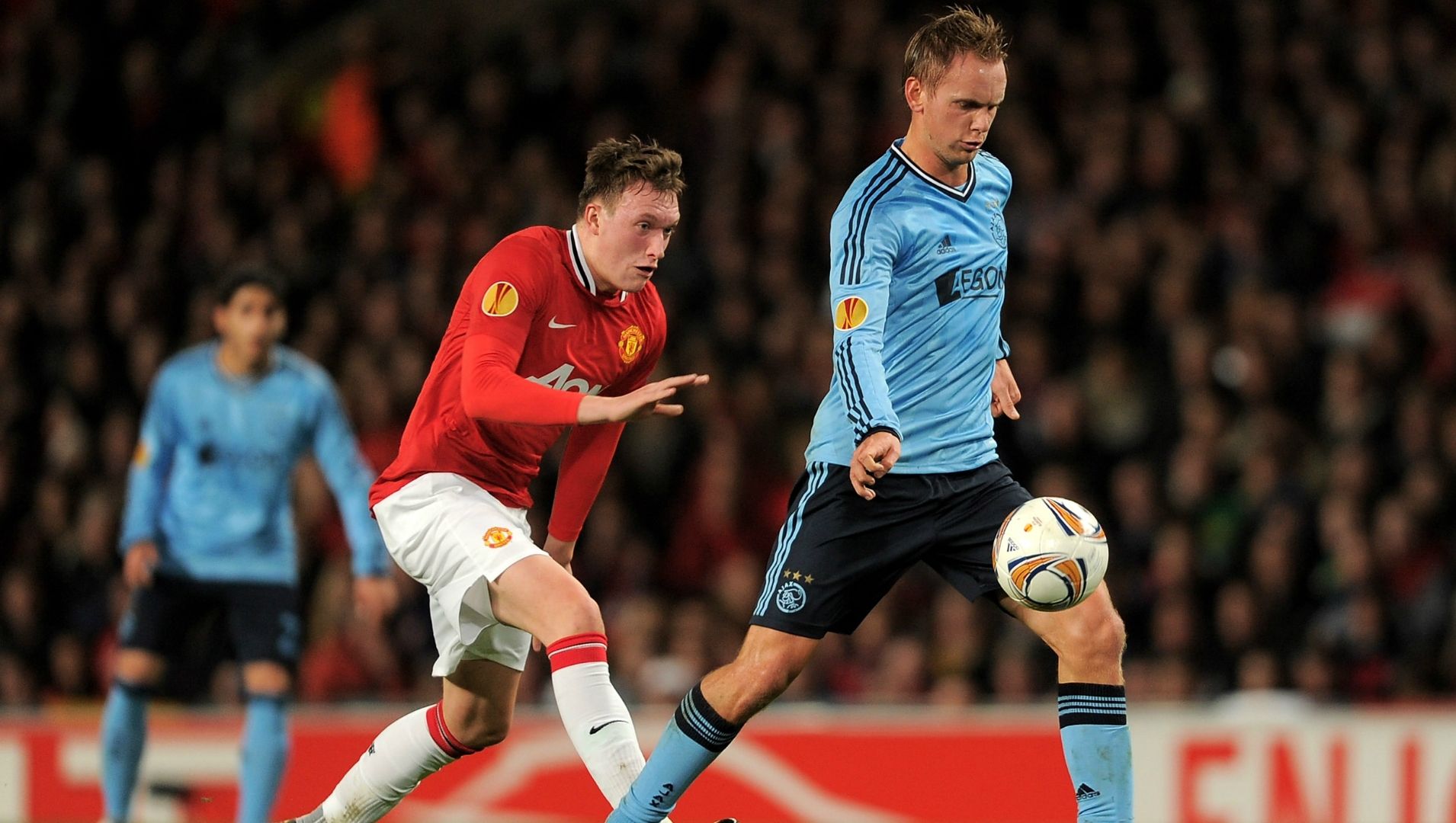 Phil Jones, Siem de Jong, Manchester United - Ajax, Europa League, 02232012