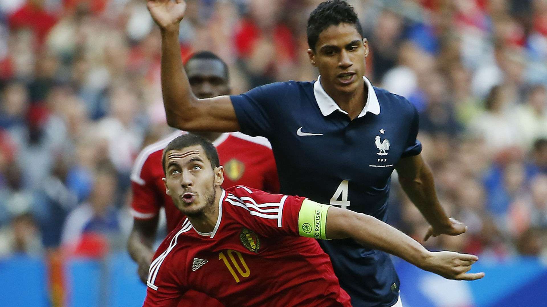 Raphael Varane Eden Hazard France Belgium Friendly 07062015