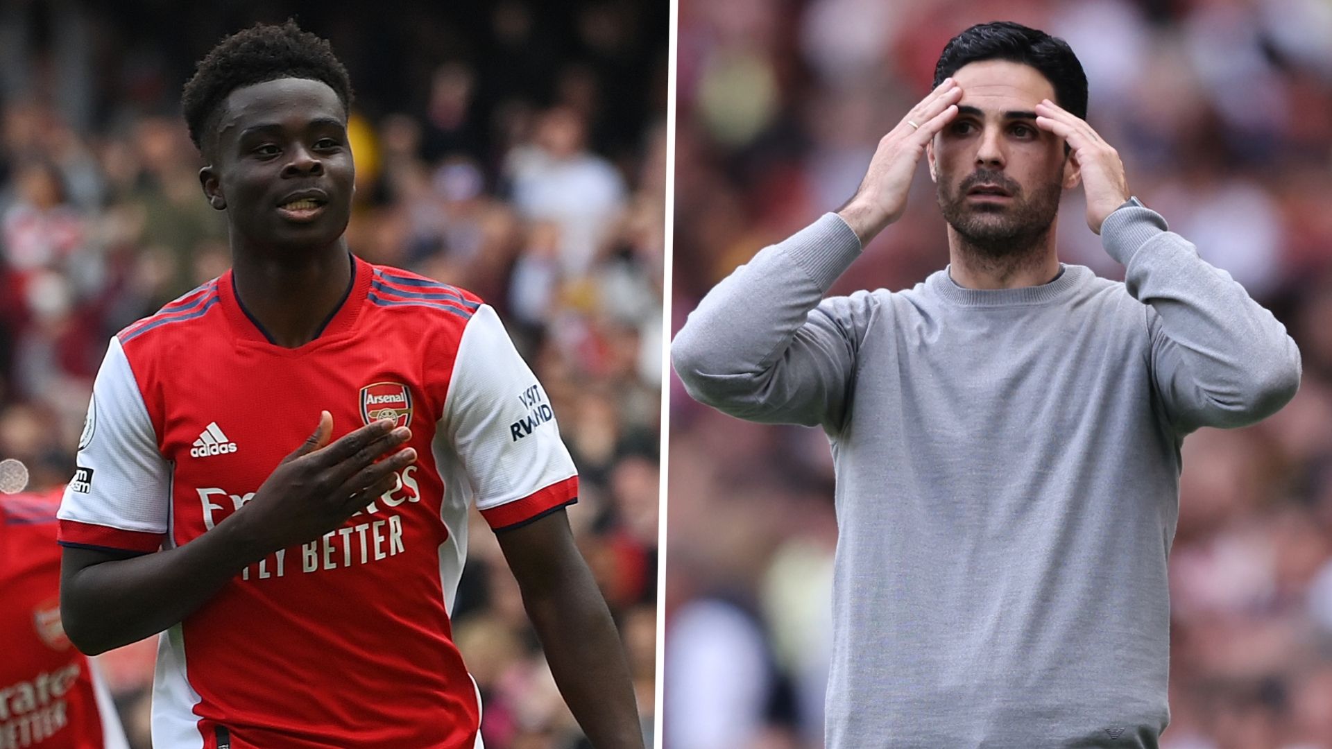 Bukayo Saka Mikel Arteta Arsenal Premier League 2021-22 GFX