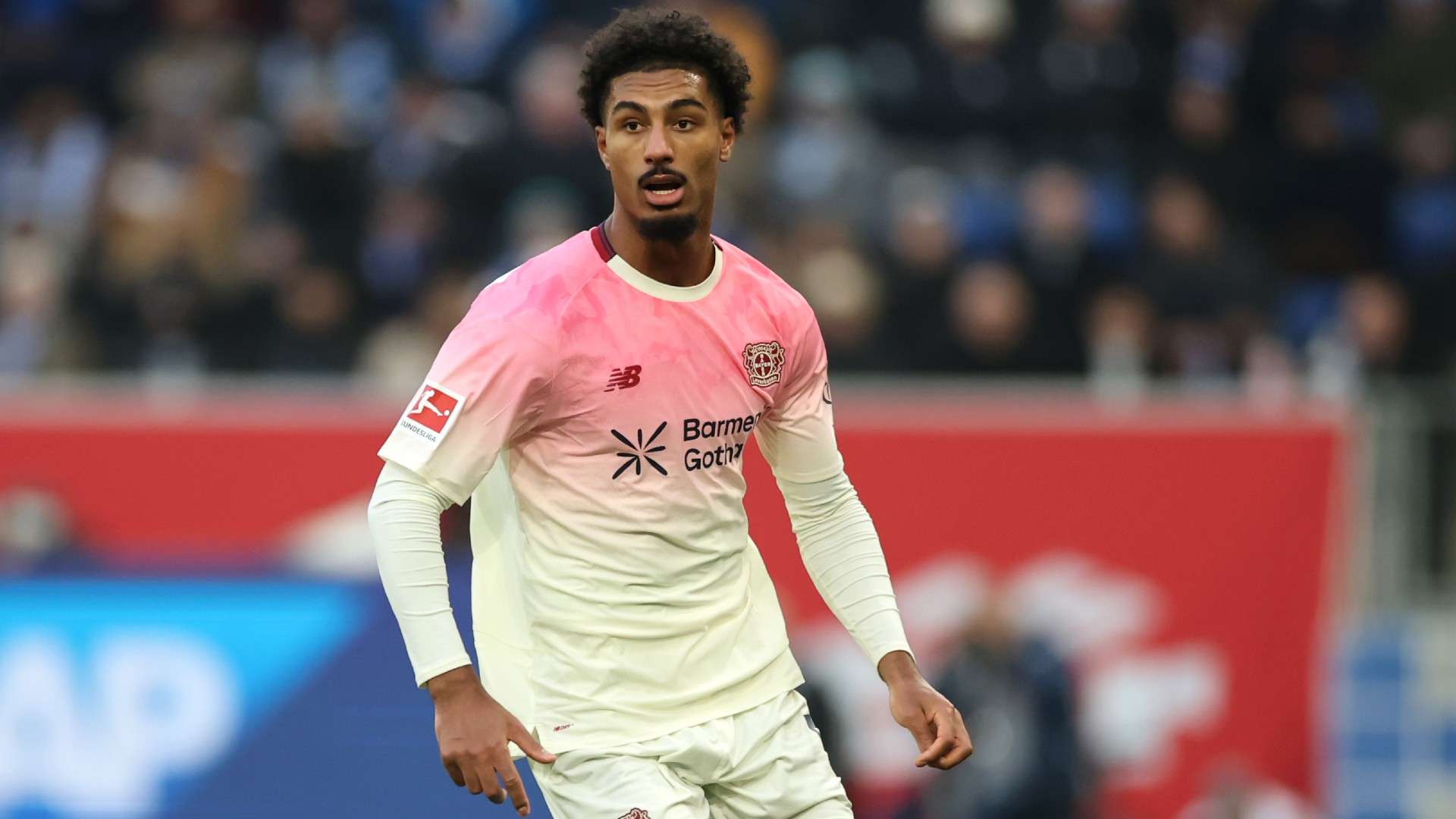 Loic Bade of Bayer 04 Leverkusen controls the ball
