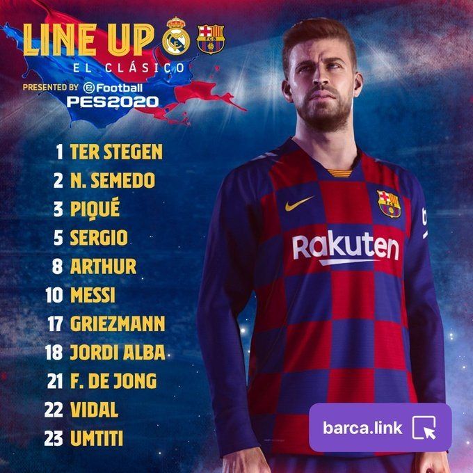 Real Madrid vs Barcelona Line up 01032020