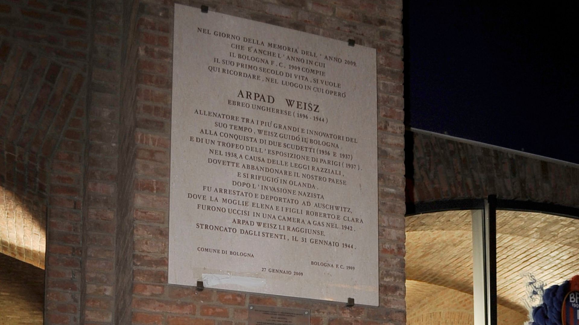 Memorial Plate Arpad Weisz