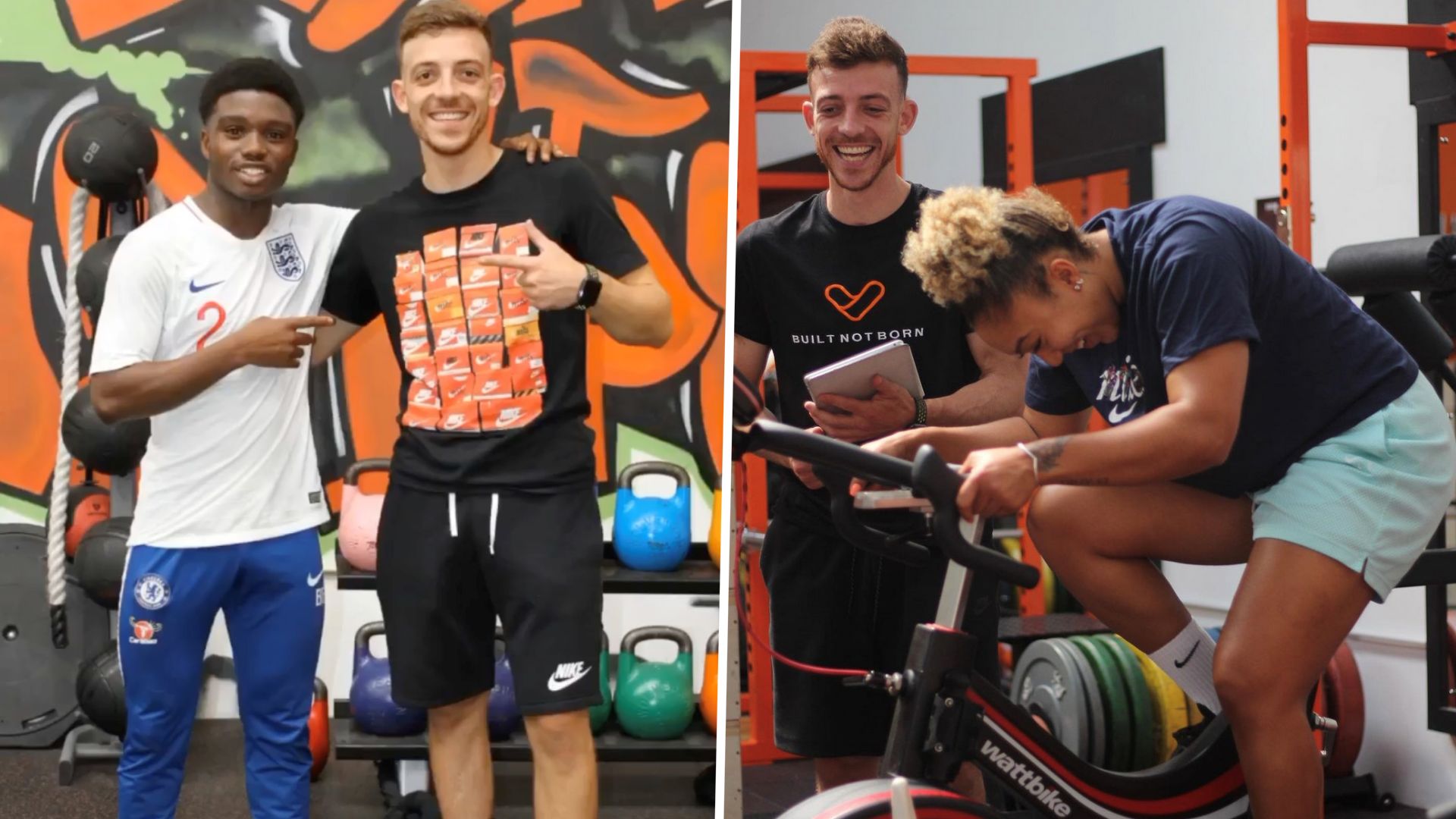 Tom Joyce with Tariq Lamptey and Lauren James