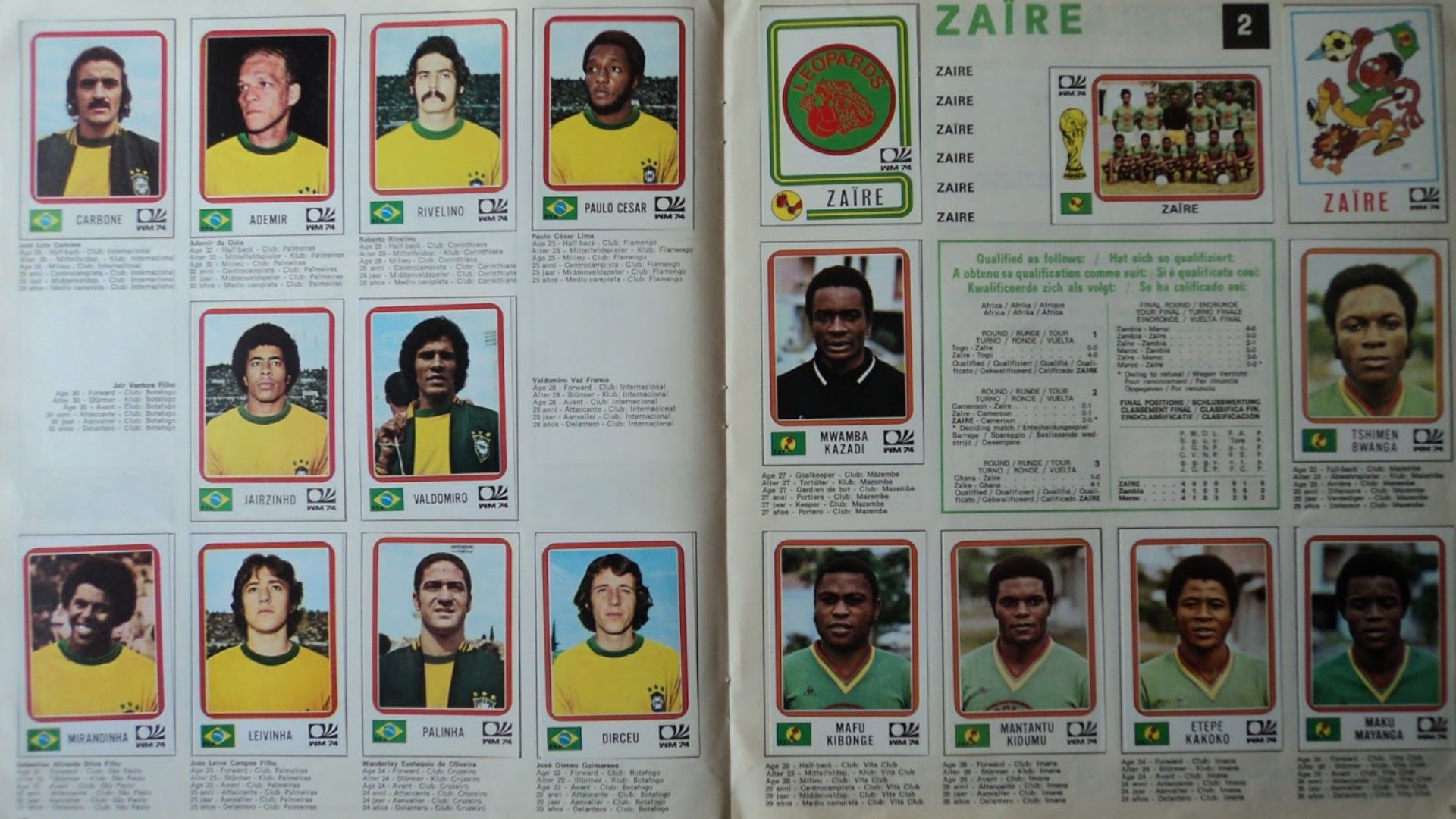 Seleção Brasil album Copa do Mundo 1974.1