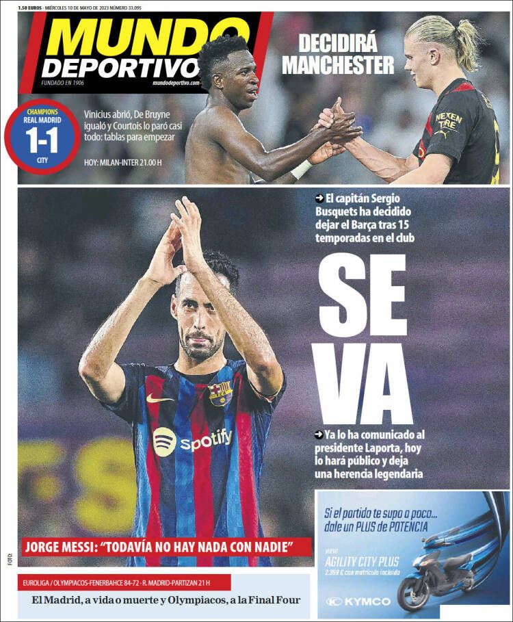 Portada Mundo Deportivo 10 de mayo
