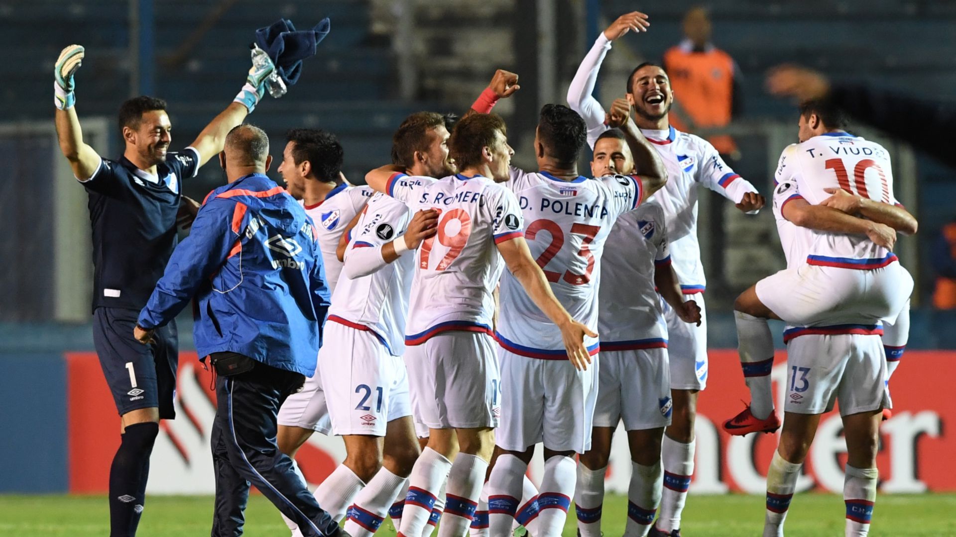 Nacional Montevideo players celebrating
