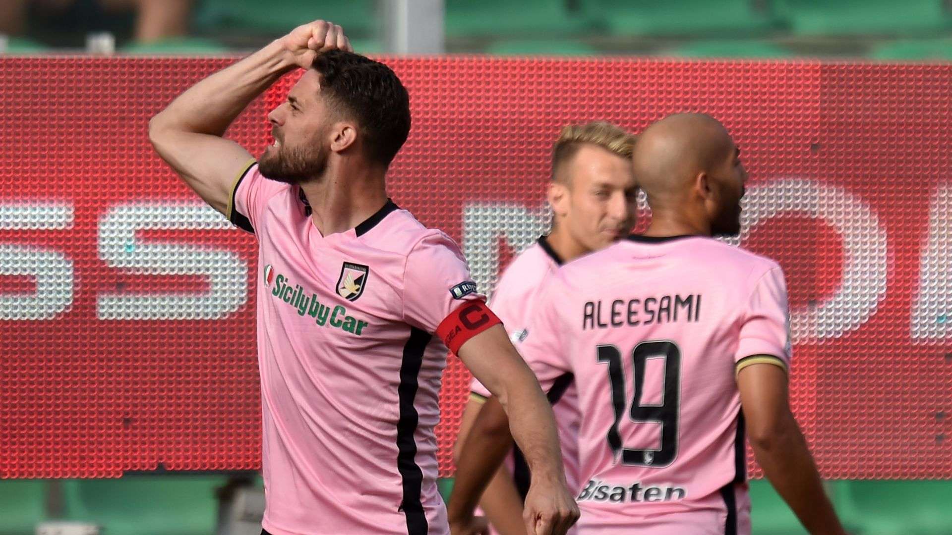 Palermo players celebrating Palermo Venezia Serie B