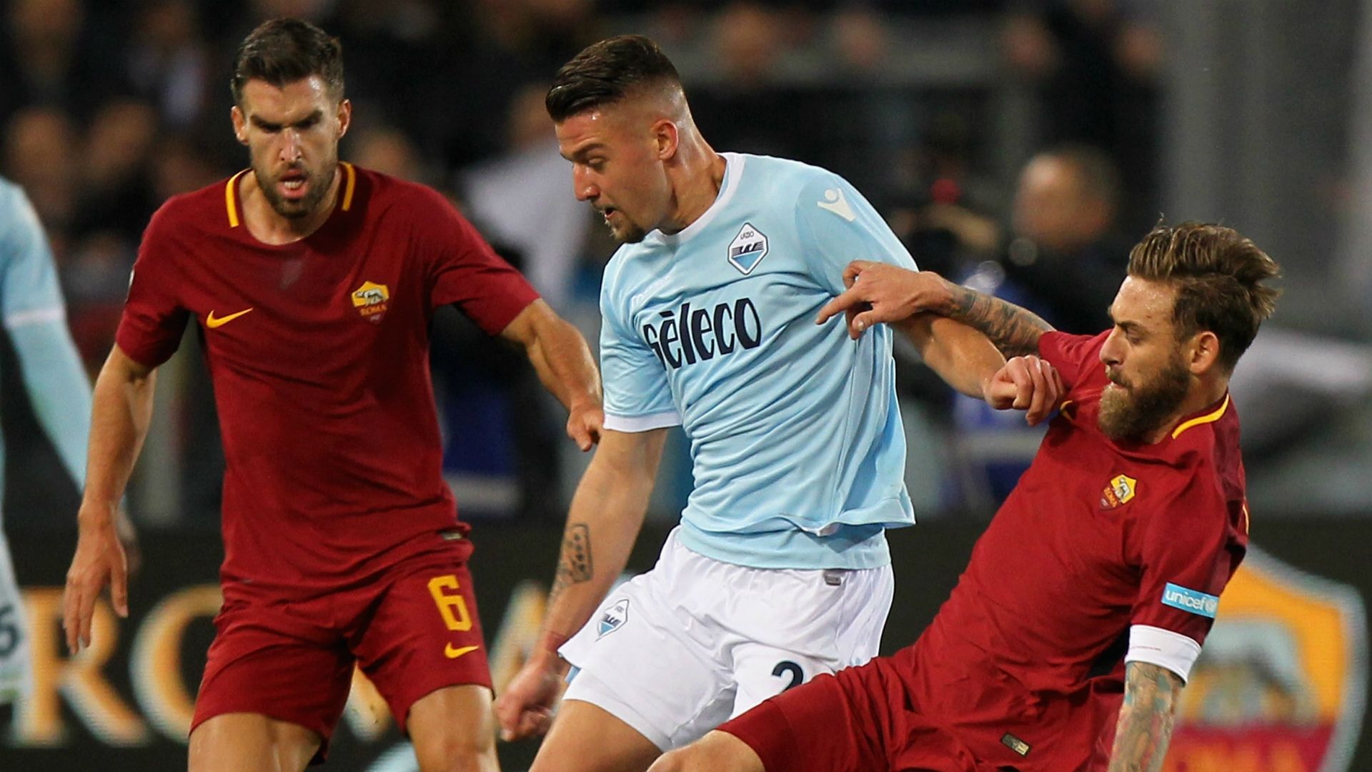 Milinkovic-Savic Strootman De Rossi Roma Lazio Serie A