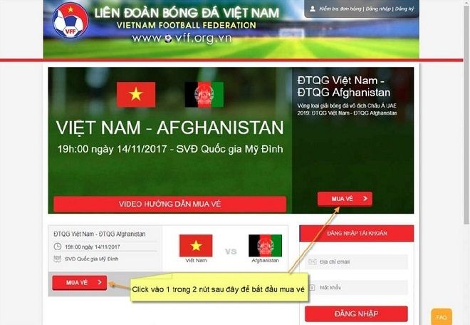 Mua vé online ĐT Việt Nam Bán kết AFF Cup 2