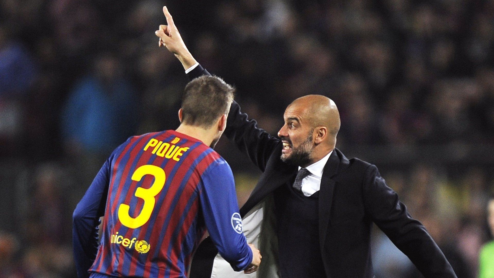 Gerard Pique Pep Guardiola Barcelona 