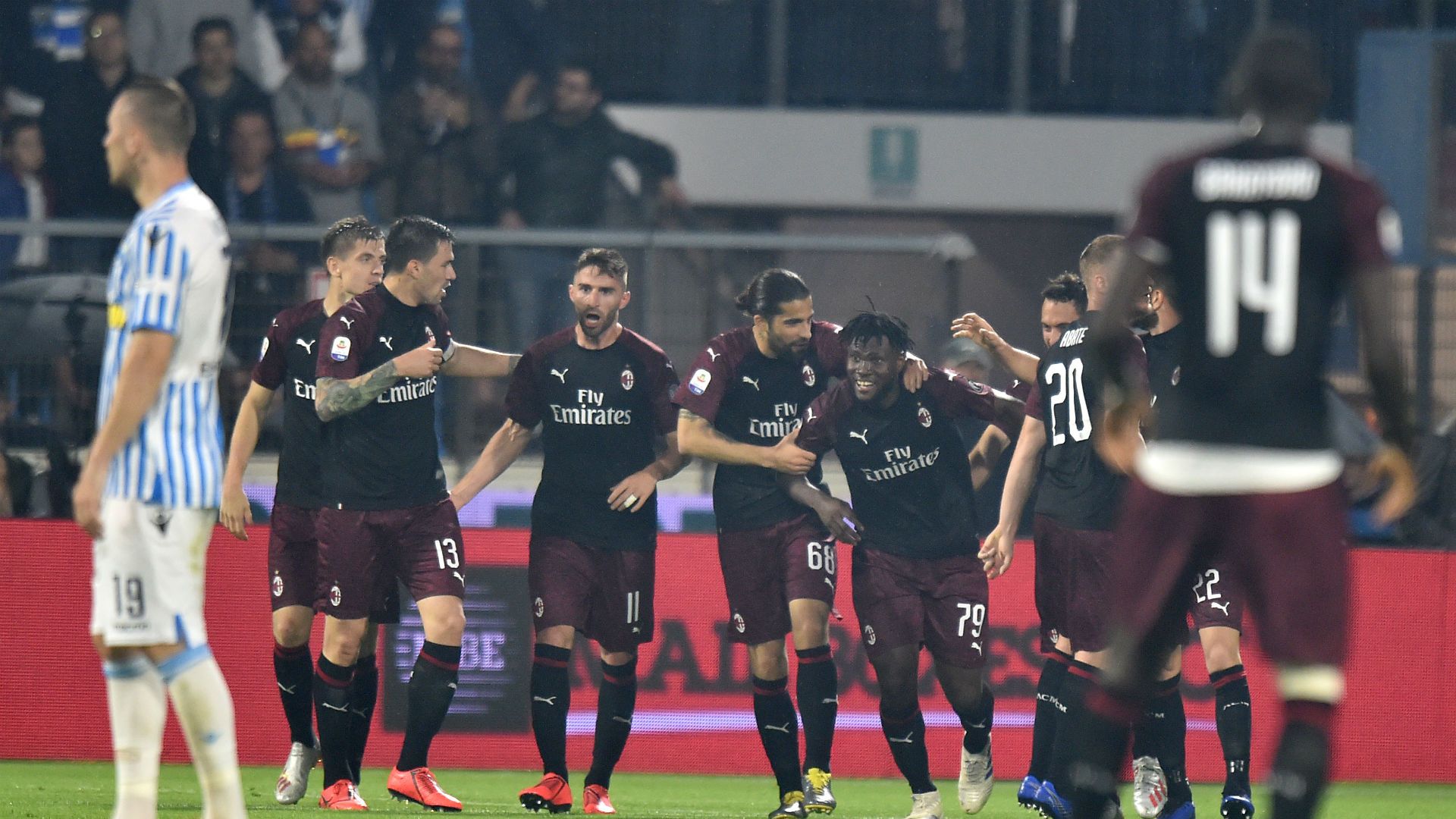 Milan celebrating SPAL Milan Serie A