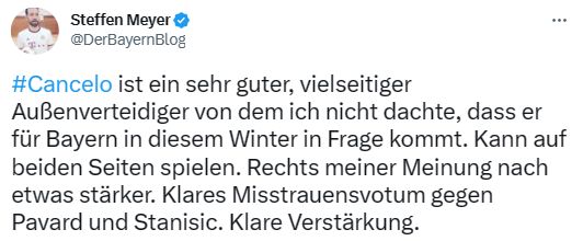 Netzreaktionen Cancelo Bayern