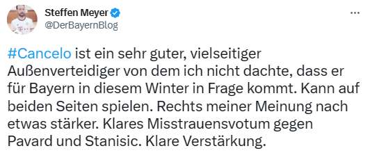 Netzreaktionen Cancelo Bayern