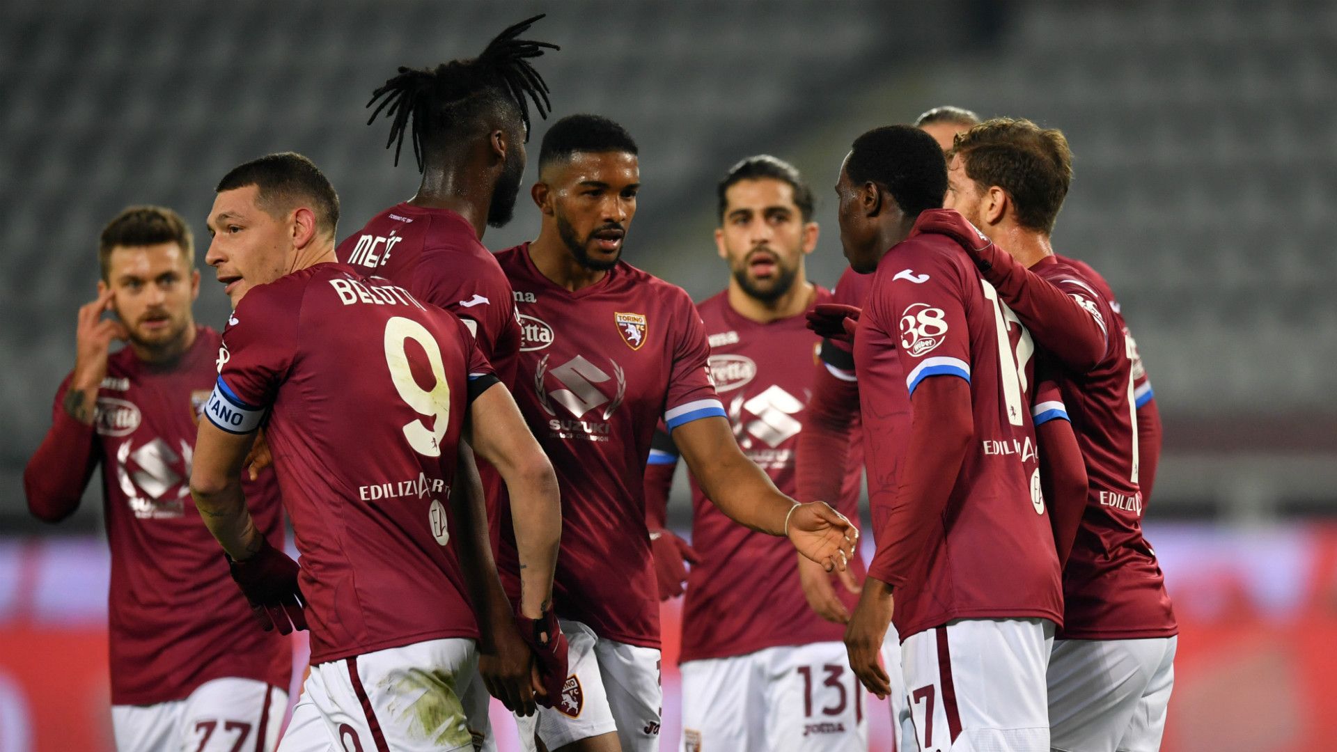 Torino celebrating Sampdoria