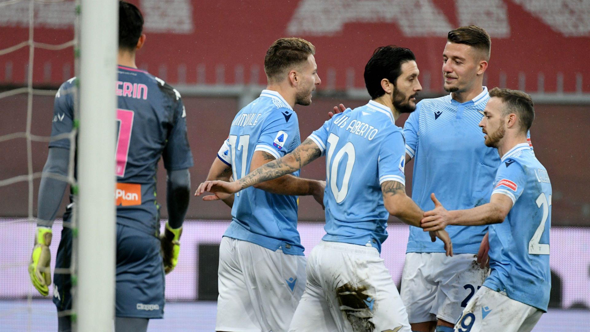 Immobile celebrating Genoa Lazio