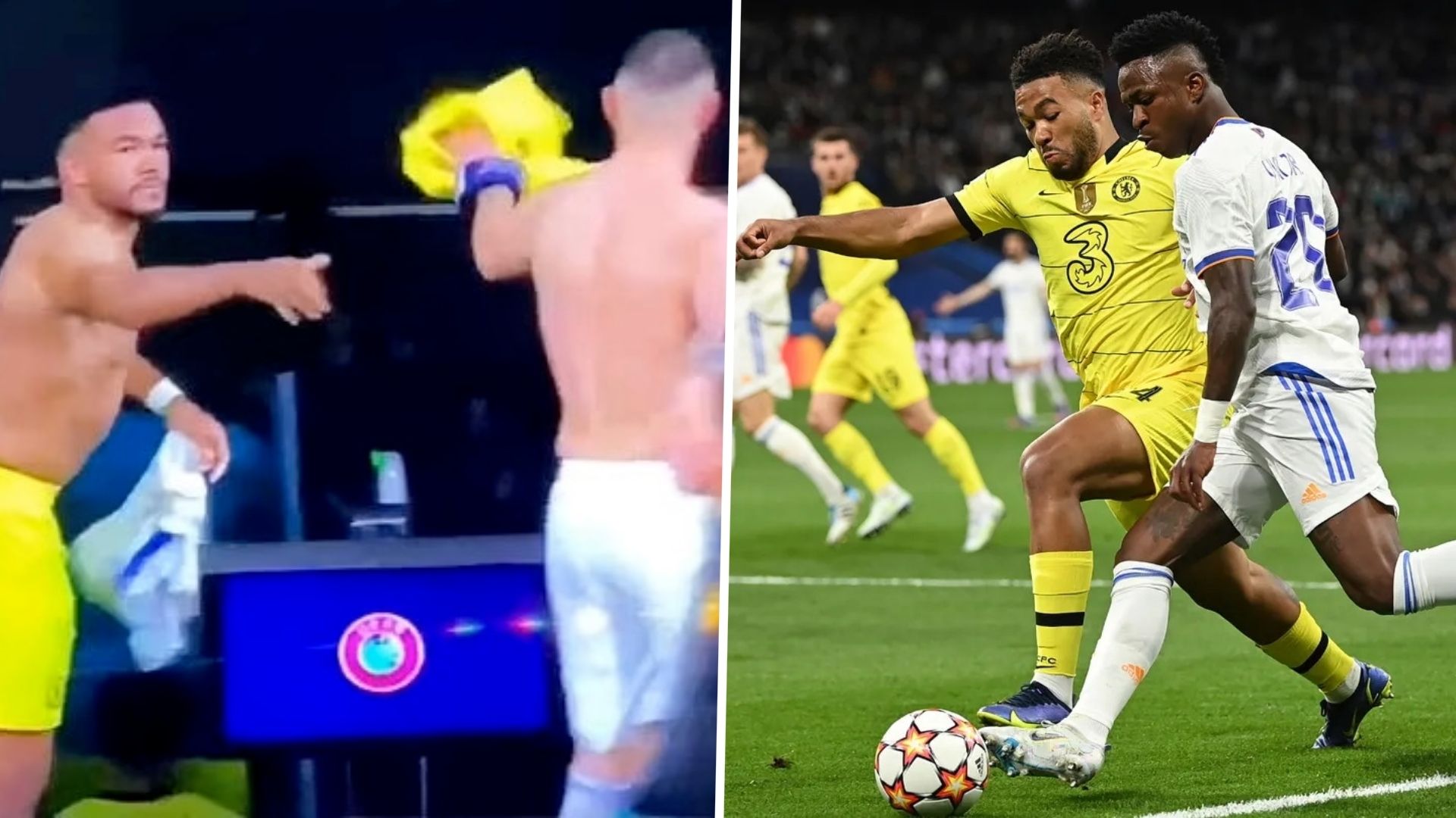 ิBenzema swap shirt with Reece James