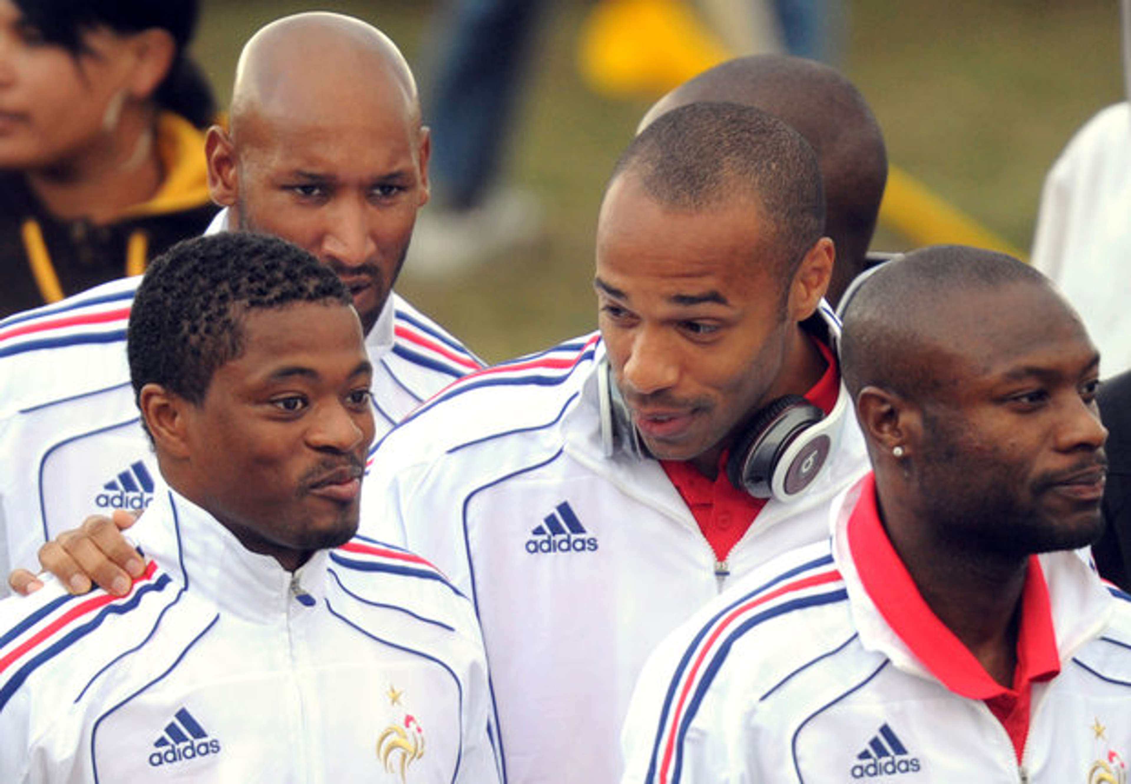 France's Patrice Evra, Thierry Henry, Nicolas Anelka and William Gallas during 2010 World Cup
