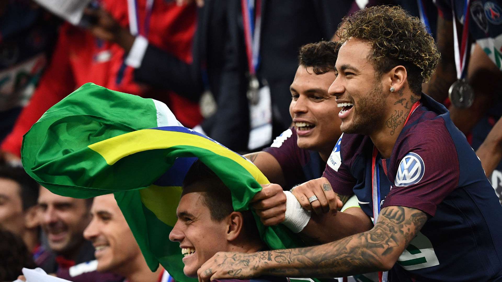 Neymar Thiago Silva PSG champions Coupe de France 08052018