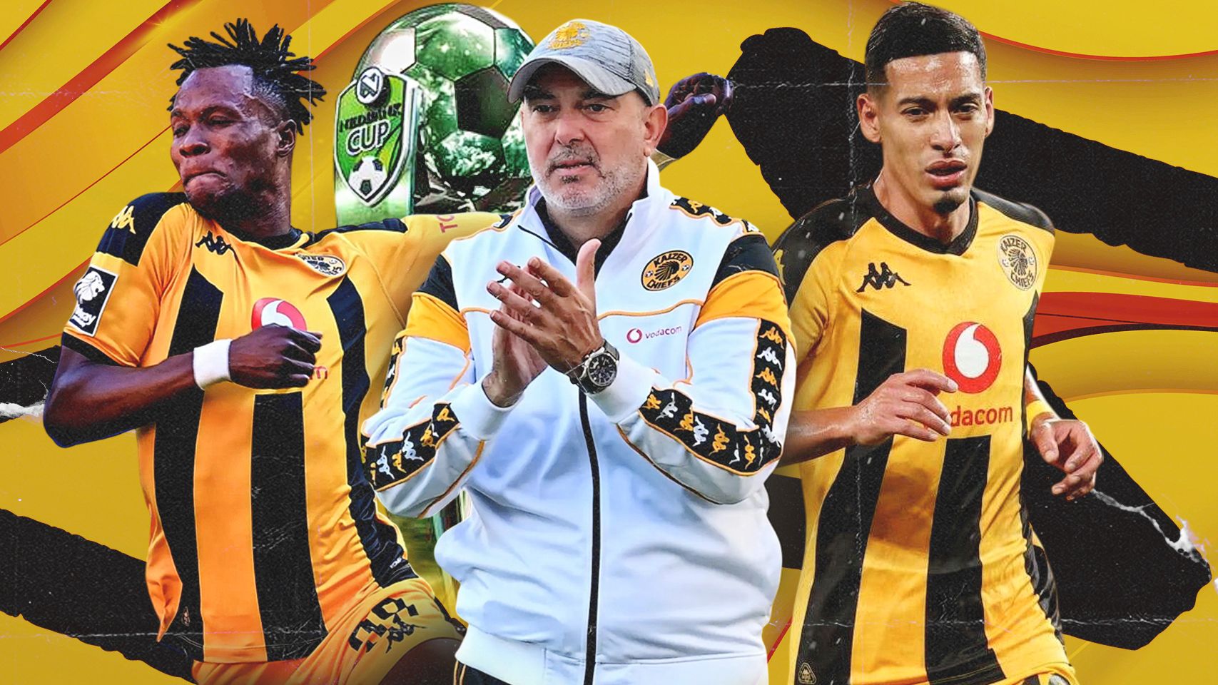Nasreddine Nabi, Glody Lilepo & Gaston Sirino of Kaizer Chiefs 2-1