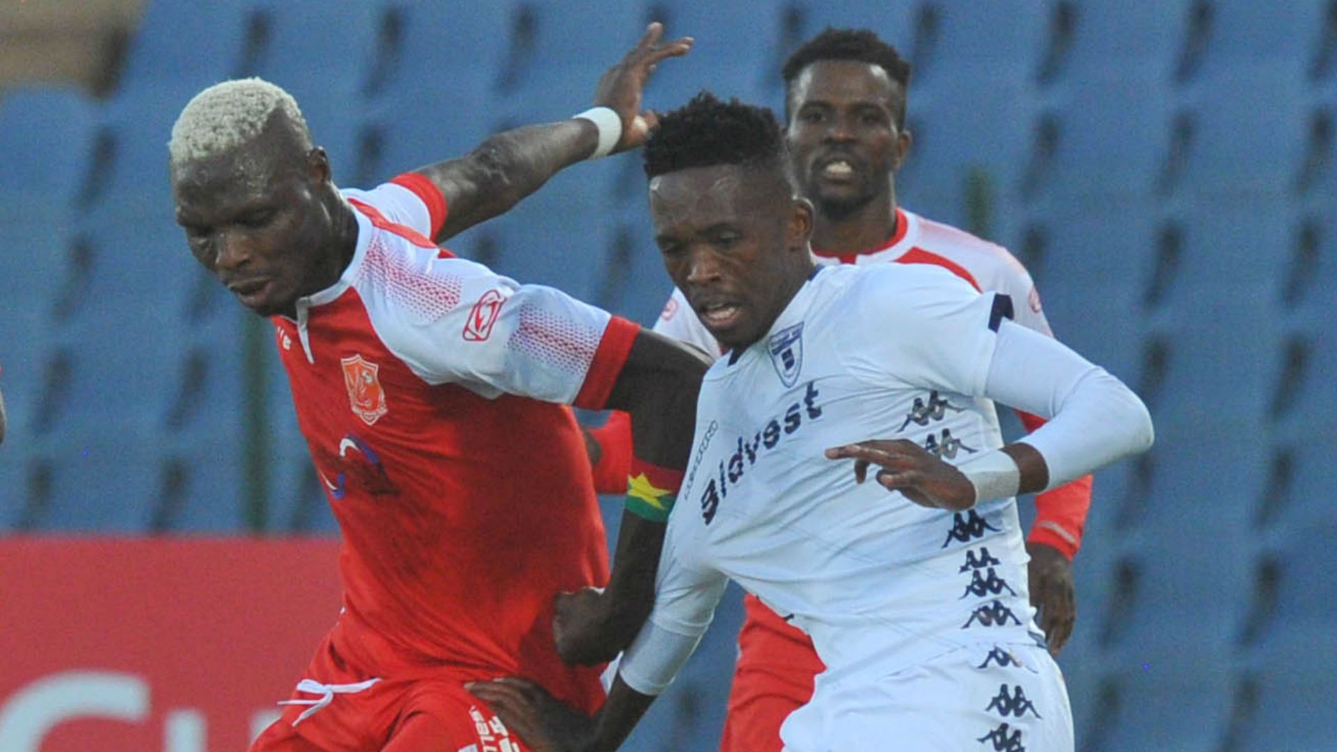 Aristide Bance of Horoya FC challenges Thabang Monare of Bidvest Wits, December 2019