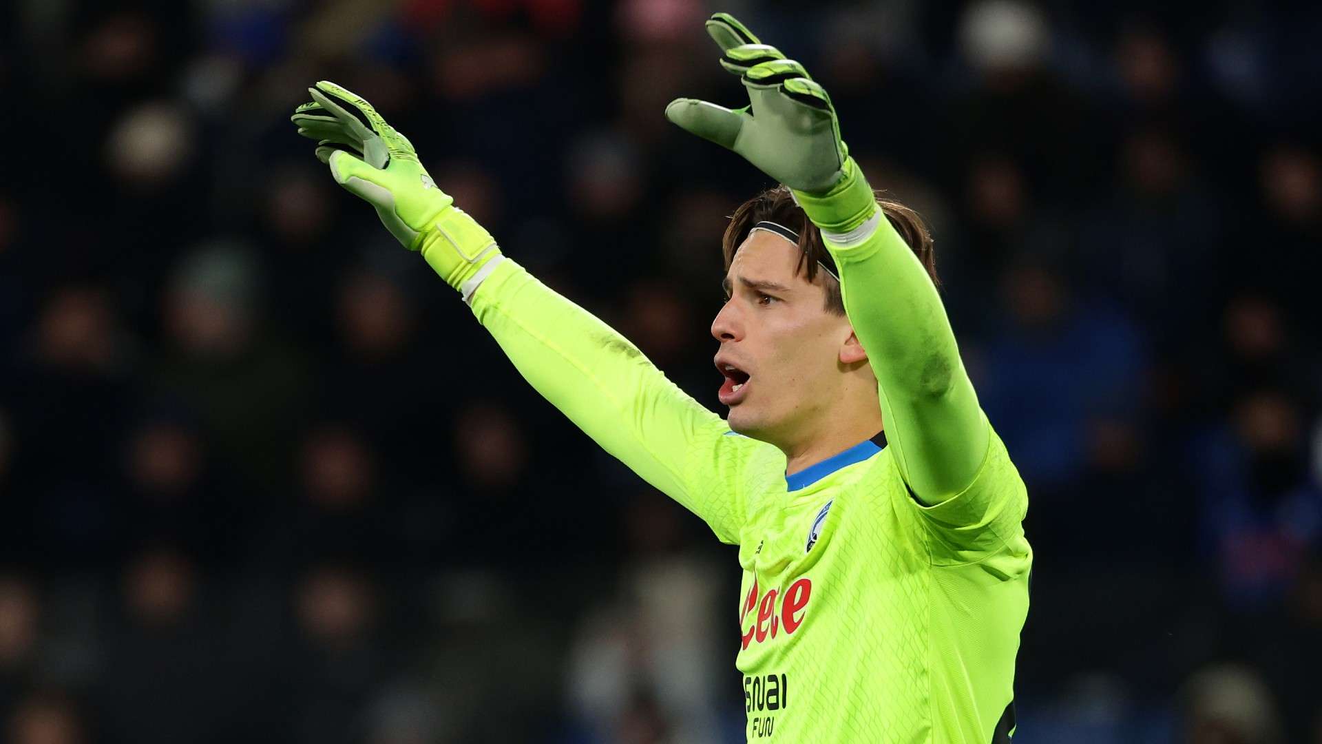 Marco Carnesecchi of Atalanta BC gestures