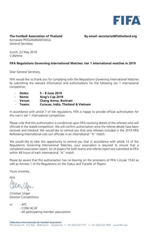 FIFA International ‘A’ Match