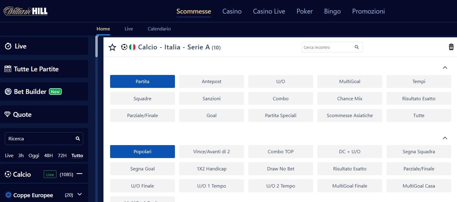  palinsesto william hill