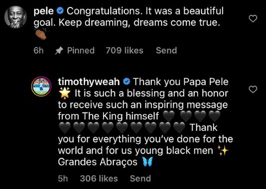 Weah Pele tweet