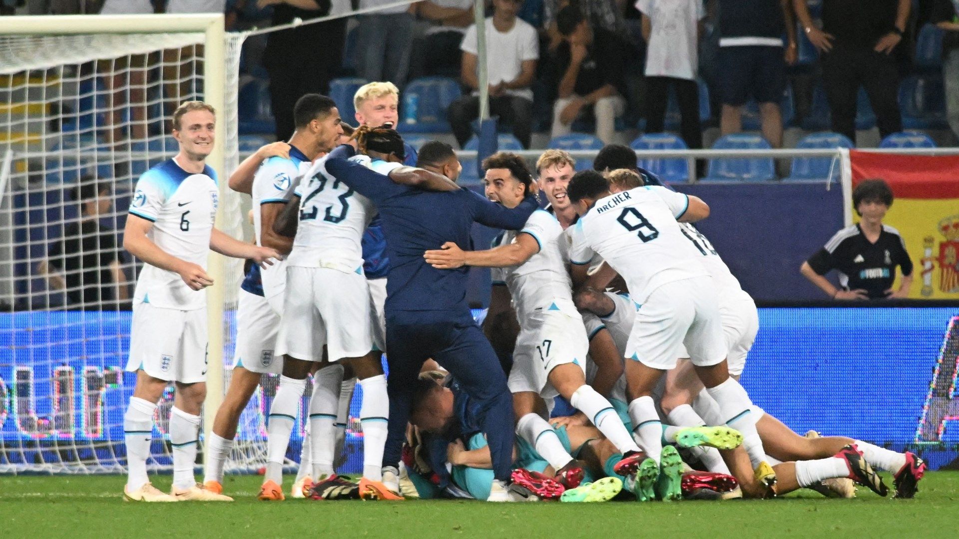 England U21 celebrating