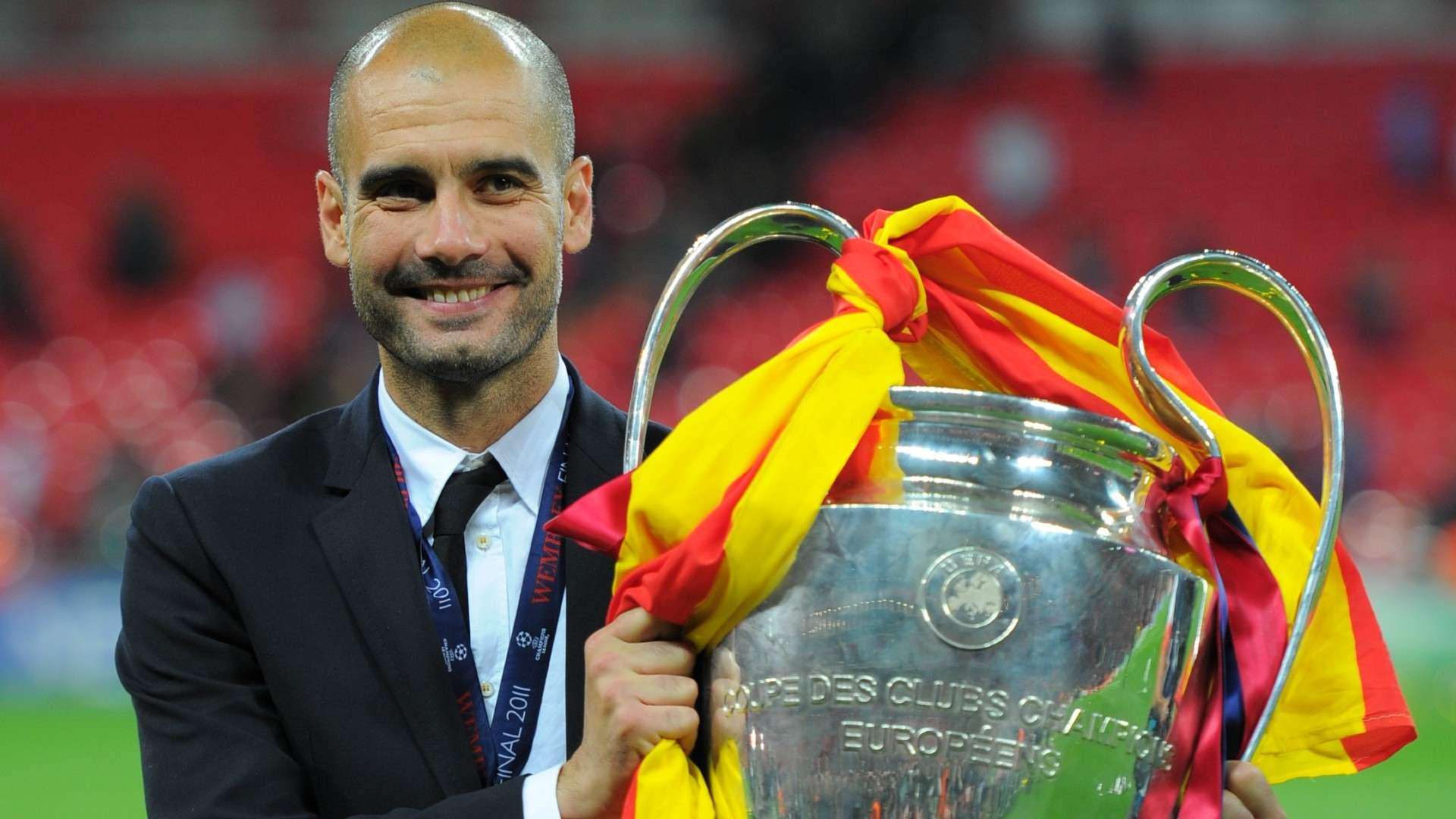 Pep Guardiola Barcelona UCL trophy