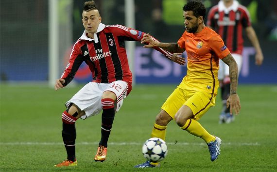 El Shaarawy e Dani Alves, Milan-Barcellona