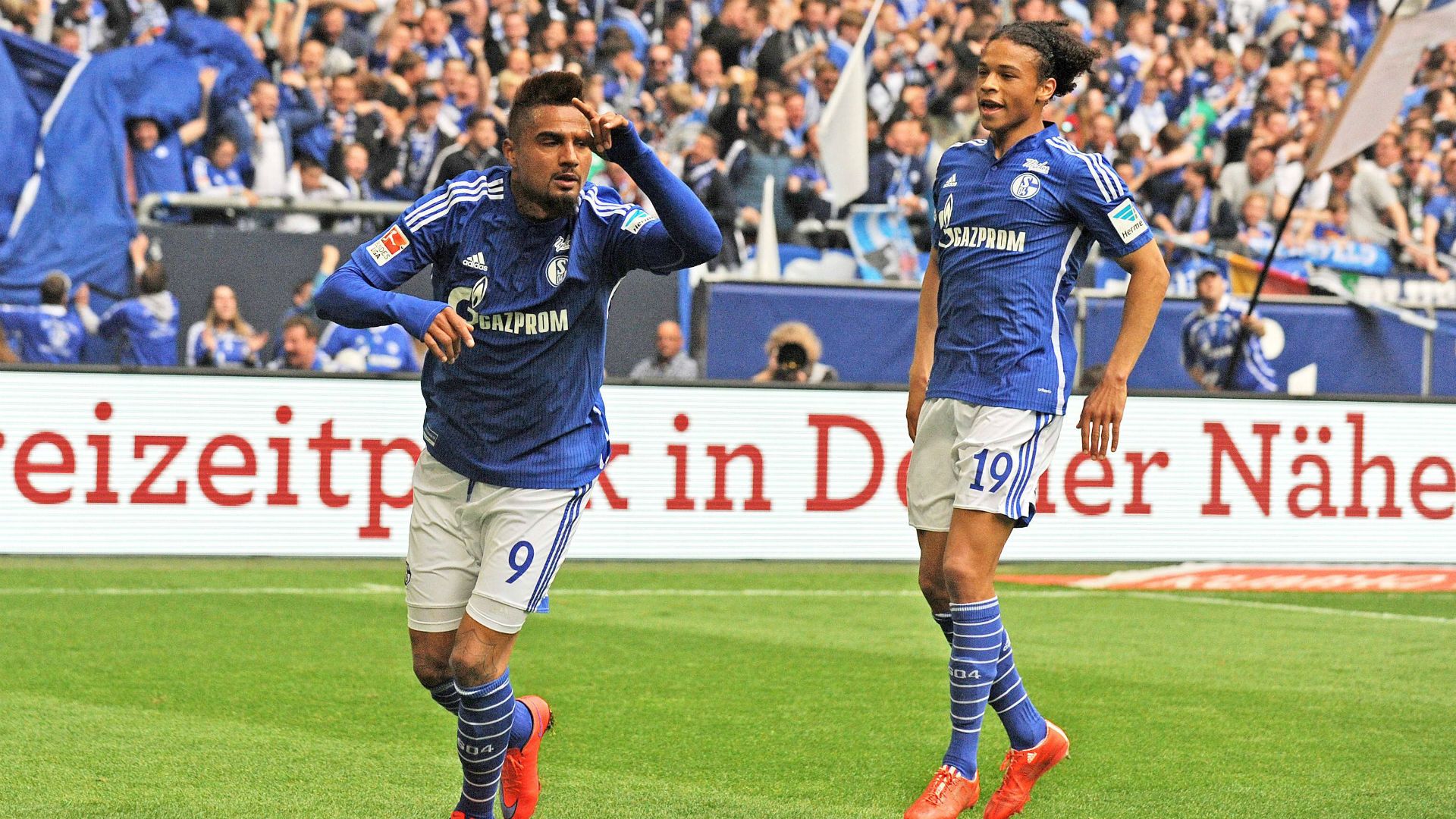GERMANY ONLY Kevin-Prince Boateng Leroy Sane Schalke