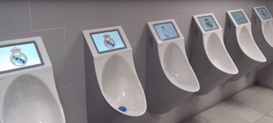 Real Madrid restroom TV