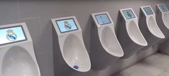 Real Madrid restroom TV