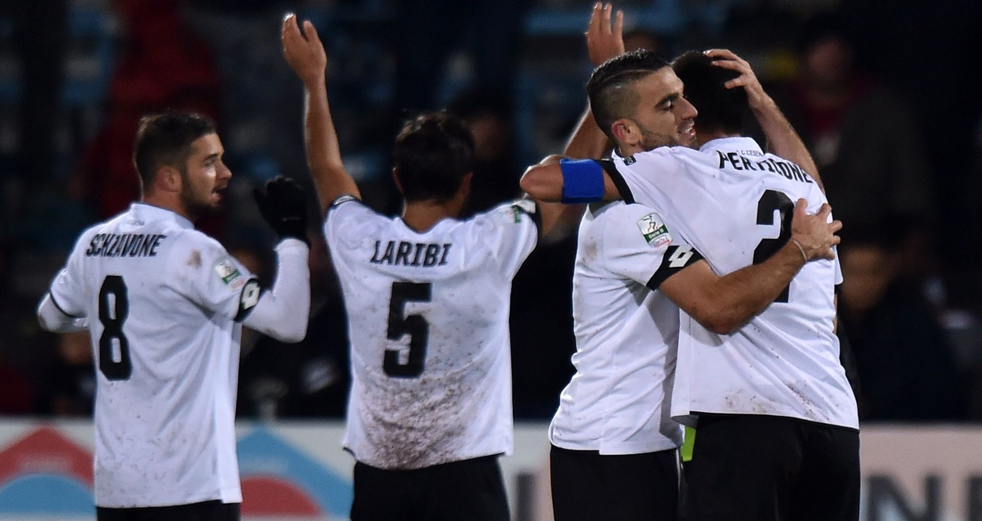 Cesena players celebrating