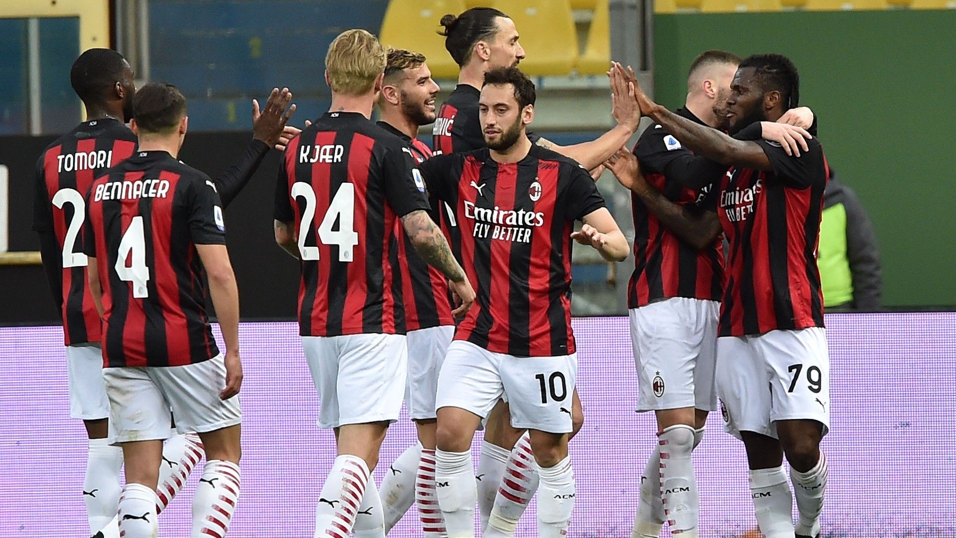 Milan celebrating Parma