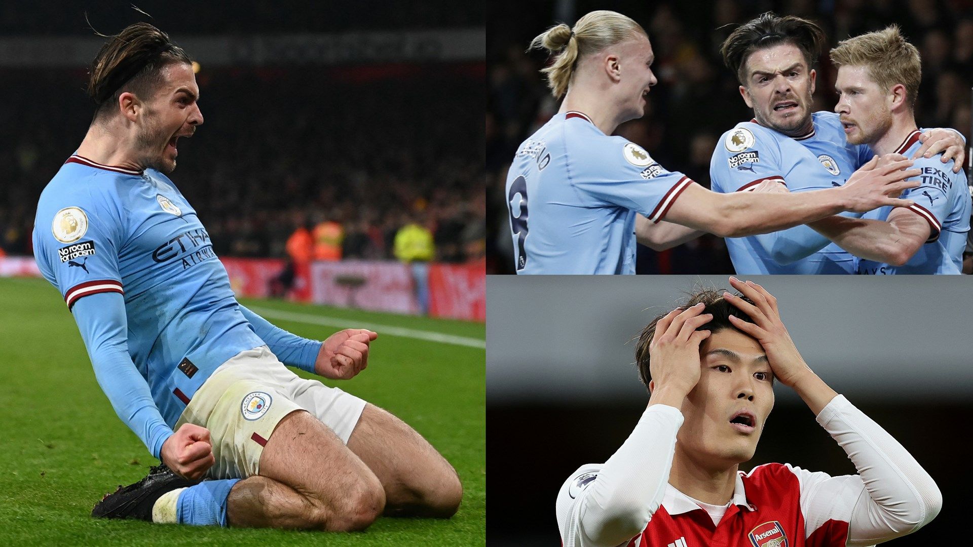 Jack Grealish Erling Haaland Kevin De Bryune Manchester City Takehiro Tomiyasu Arsenal 2022-23 Premier League
