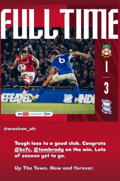 Ryan Reynolds message Tom Brady Birmingham