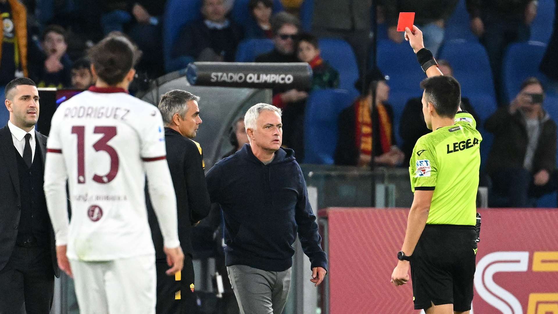Jose Mourinho red card Roma Torino Serie A 2022-23