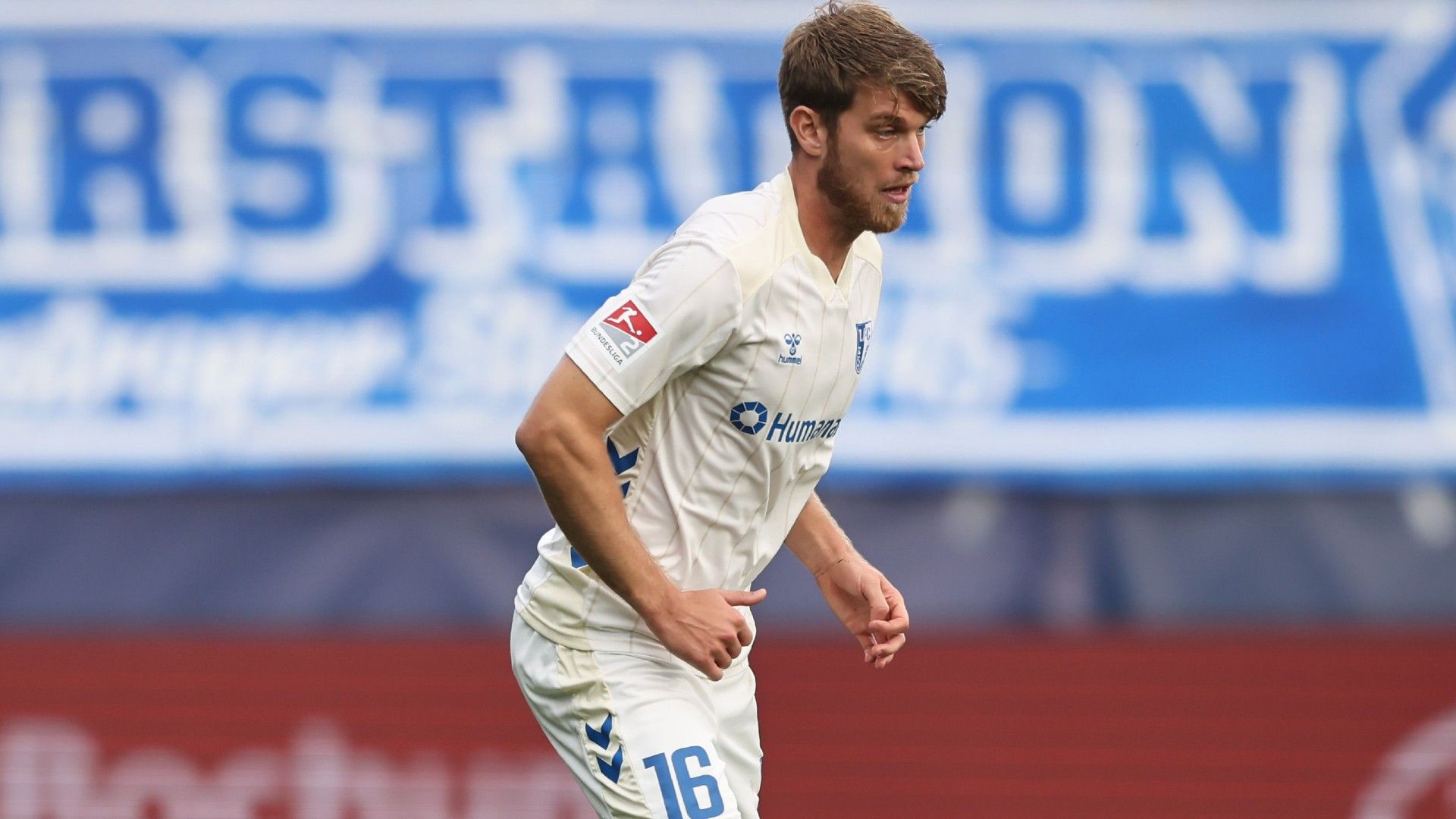 Marcus Mathisen of 1. FC Magdeburg runs with the ball