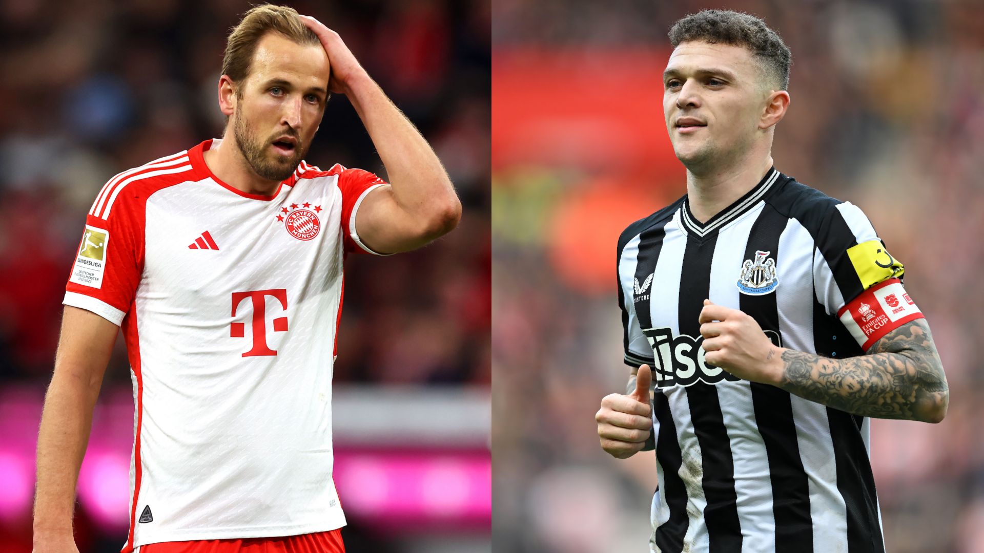 Bayern Munich's Harry Kane and Newcastle United's Kieran Trippier