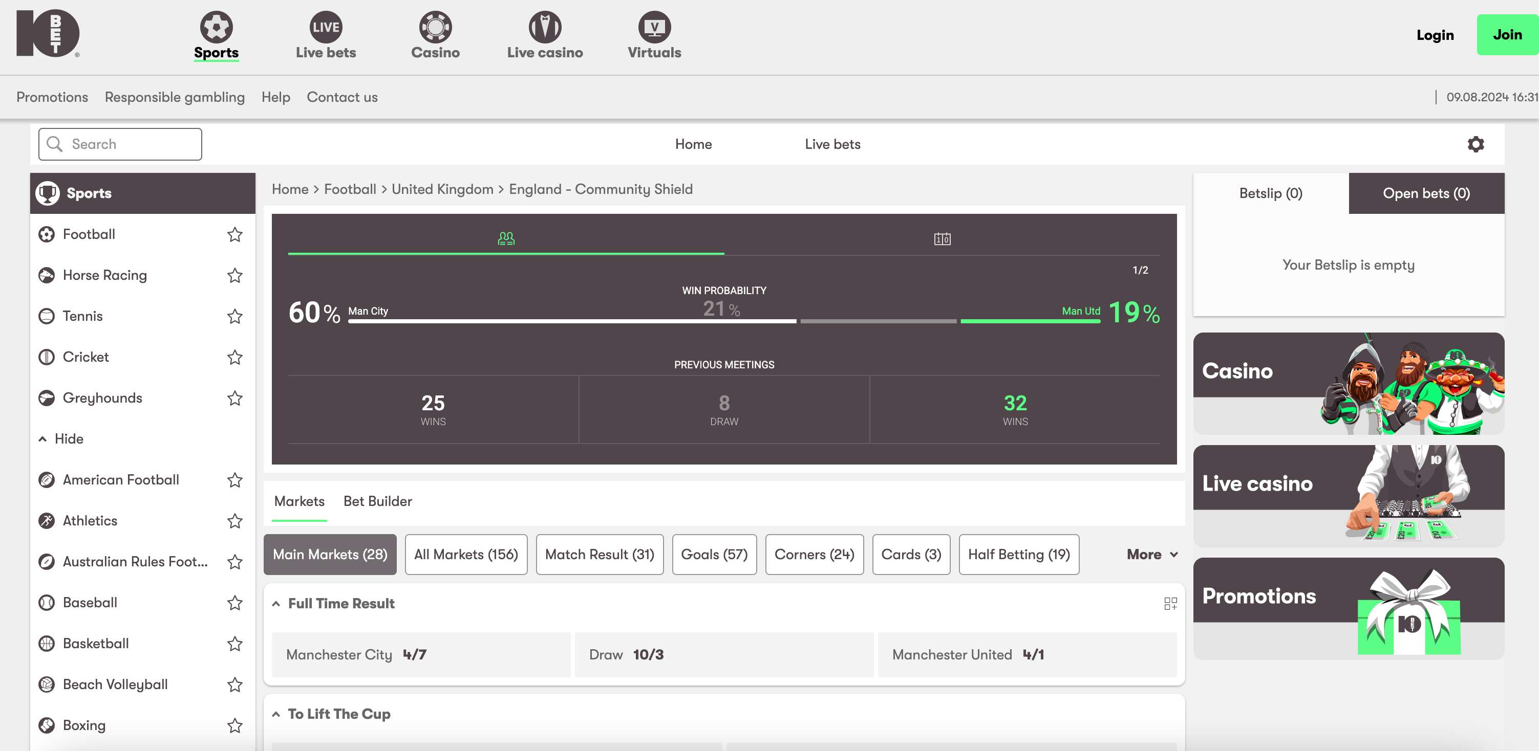 10bet Interface