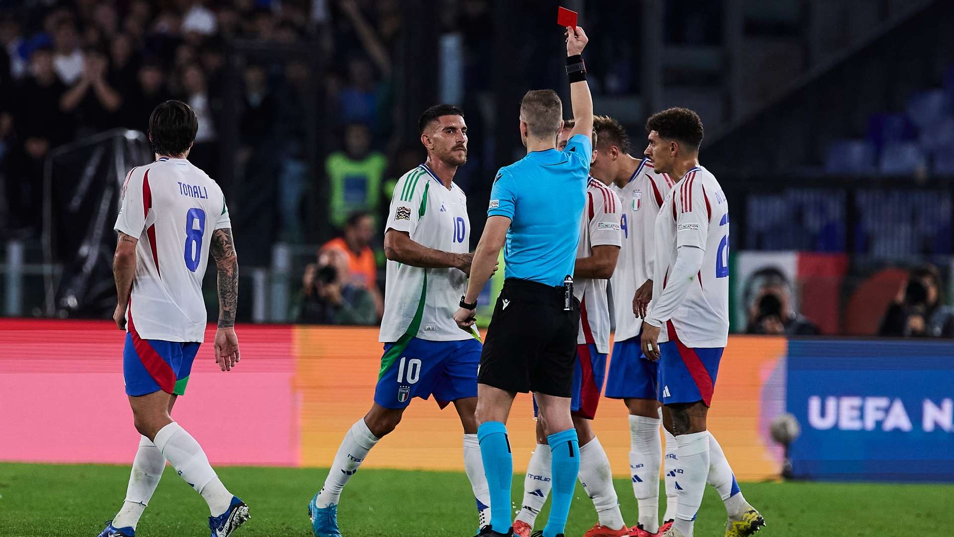 Lorenzo Pellegrini red card Italy Belgium 10102024