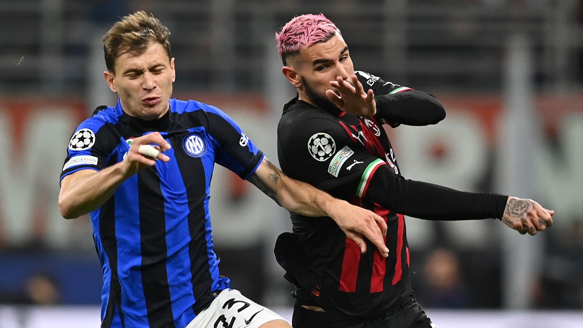 Barella Theo Hernandez Milan Inter Champions League